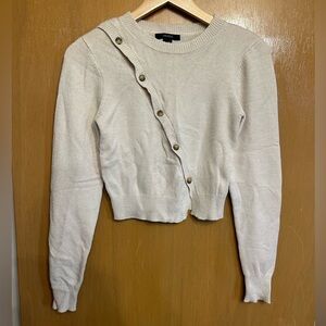Forever 21 Cream Asymmetrical Button Cardigan Sweater